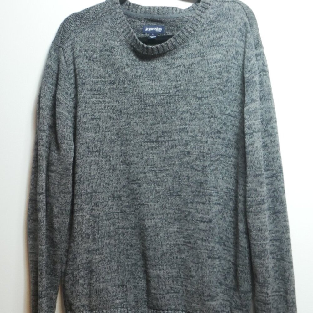 St. Johns Bay Men's L Grey Crewneck Cotton Sweater